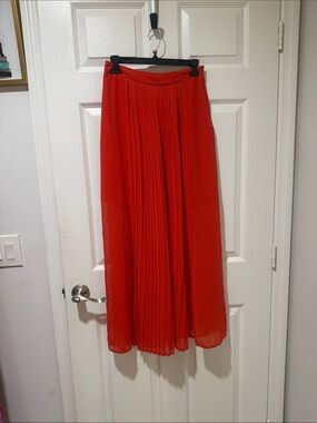 Forever 21 Red Pleated Chiffon Maxi Skirt